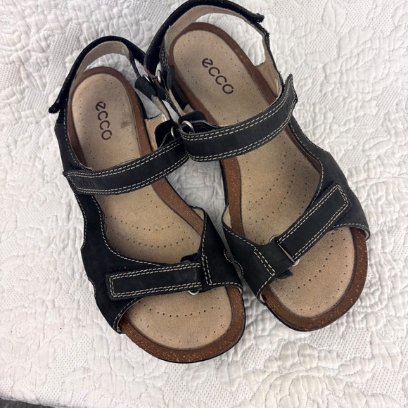 Ecco Shoes - ECCO Shock Point Leather Comfort Sandals Shoes Cork Adjustable Straps EU 39